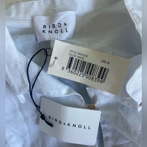 NWT BIRD & KNOLL MIKI DRESS white Maxi cotton voile Sz M $350 puff sleeves